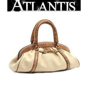Christian Dior handbag braided python Straw Tan canvas